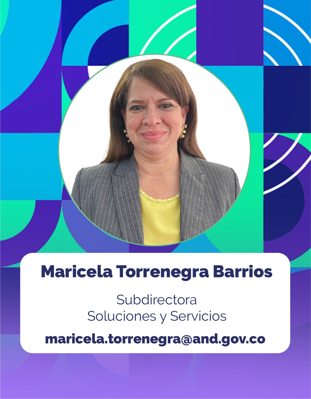 Foto de Maricela Torrenegra Barrios, Subdirectora Soluciones y Servicios de la Corporación Agencia Nacional de Gobierno Digital - AND