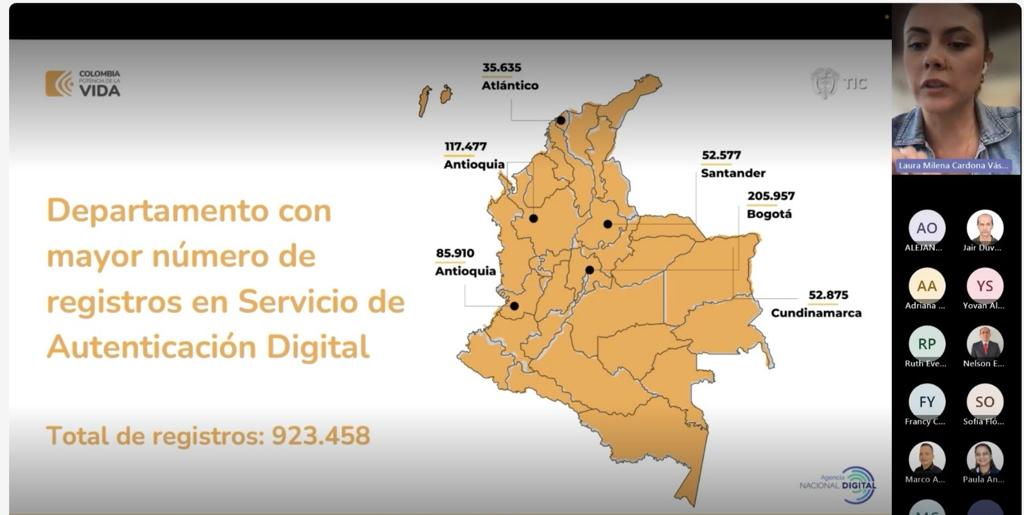 Fotografía de colaboradora de Agencia Nacional Digital Laura Milena Cardona Vásquez, en capacitación virtual sobre Servicios Ciudadanos Digitales.